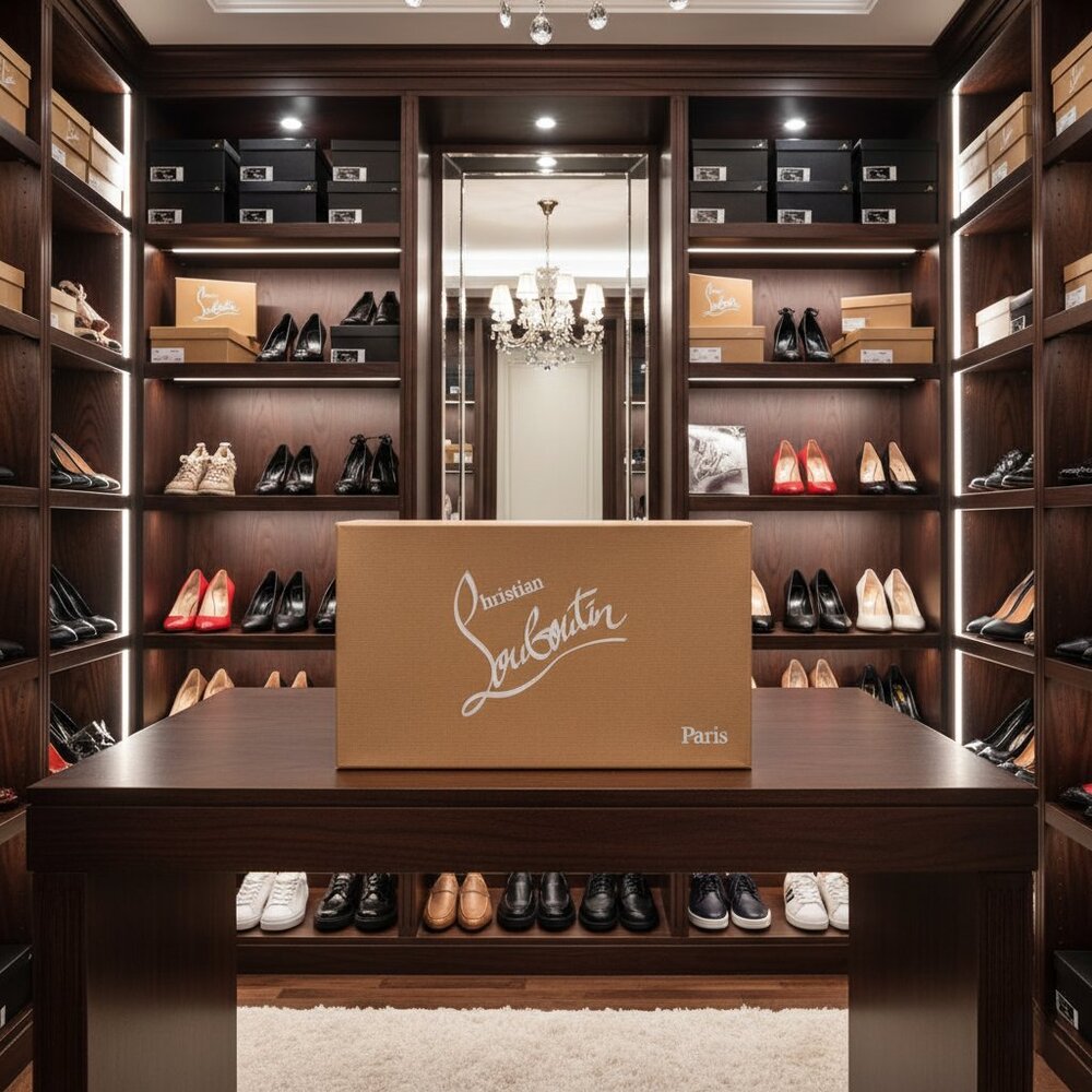 Christian Louboutin Brown Box with White Logo